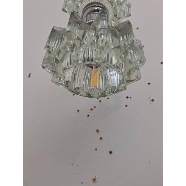 Mid-Century Modern Murano Glass and Brass n.2 Wall Lamps, Italy, 1930s, Set of 2 For Sale - Image 3 of 10