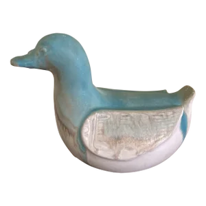 Vintage Mid 20th Century Painted Pottery Duck, Hutzler’s