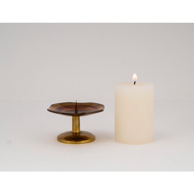 1960s Mid-Century Minimalist Brass Table Candlestick, 1960s For Sale - Image 5 of 16