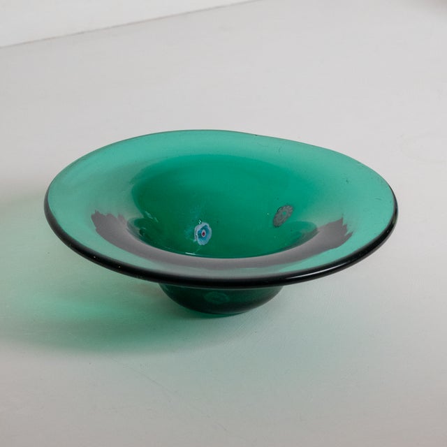 1960s Green Murano Millefiori Hand-Blown Art Glass Bowl For Sale - Image 5 of 5