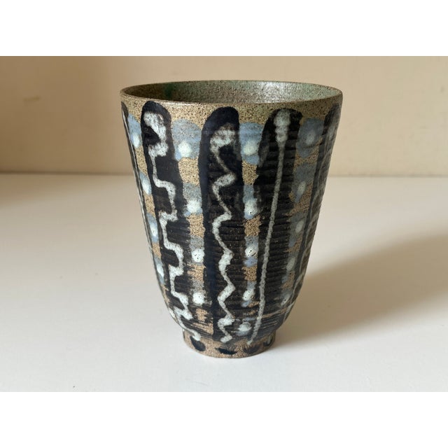 Ceramic vase by Northern California artist Nieps Frederiksen Perfect condition, decorative patterns and beautiful colors...