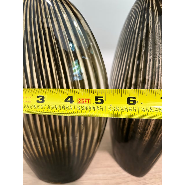 Murano glass vases by Dino Martens in the amber atomic swirl art glass dating from 1950’s This is in Italian Murano glass...