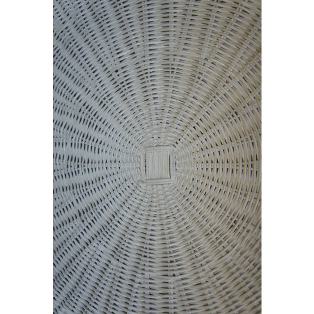 Vintage White Wicker Rattan Square Side Tables - A Pair For Sale - Image 9 of 11