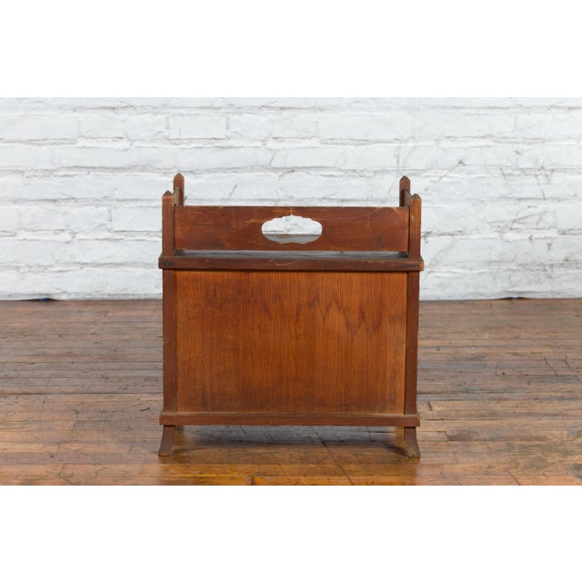 Wood Vintage Javanese Latticed Bamboo Sliding Door & Gallery Side Cabinet For Sale - Image 7 of 13