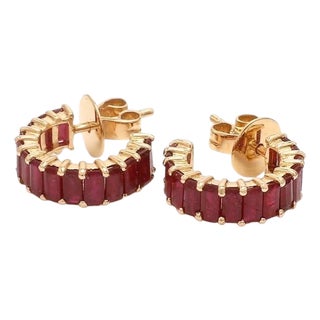 3.33 ct Natural ruby earring in 14k gold For Sale