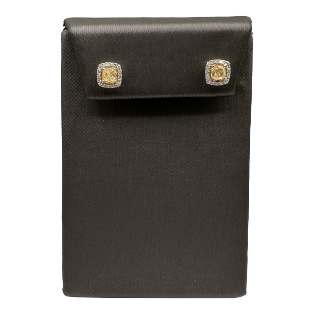 Luscious Yellow Diamond Studs in 14kt Two-Tone Gold – 0.98ctw, Push Backs, New, A Pair For Sale