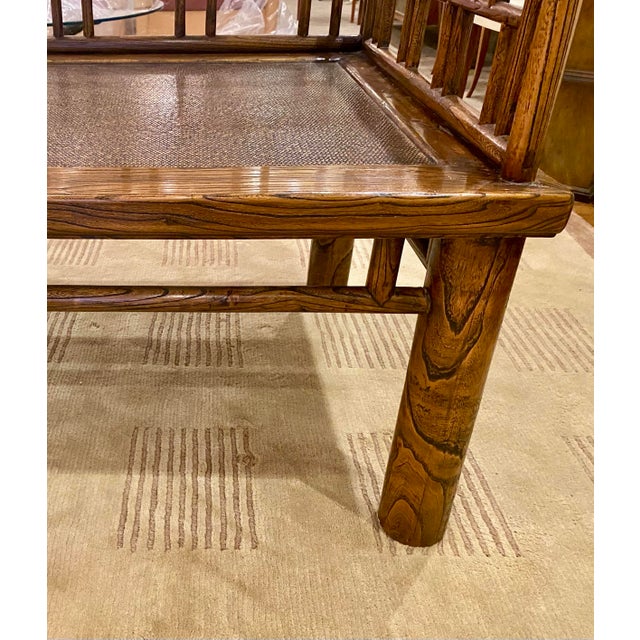 Chinese Vintage Chinese Daybed, Elmwood Latice Rails in Ming Style C. 1940 For Sale - Image 3 of 11