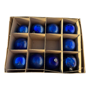 Mid 20th Century Blue Mercury Glass Christmas Ornaments-Set of 10
