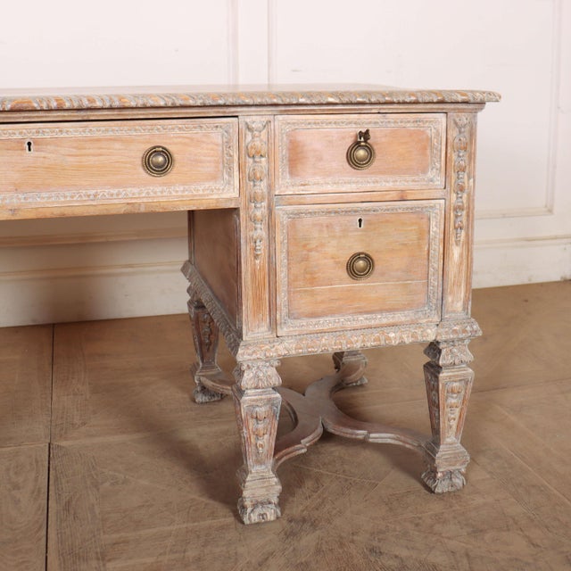 English Carved Desk in Pine For Sale - Image 3 of 16