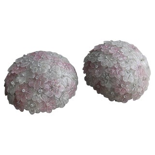 Murano Glass Flower Ceiling Lamps, 1950s, Set of 2 For Sale