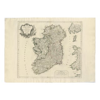 Antique Kingdom of Ireland Map from De Vaugondy, Venice, Italy, 1778 For Sale