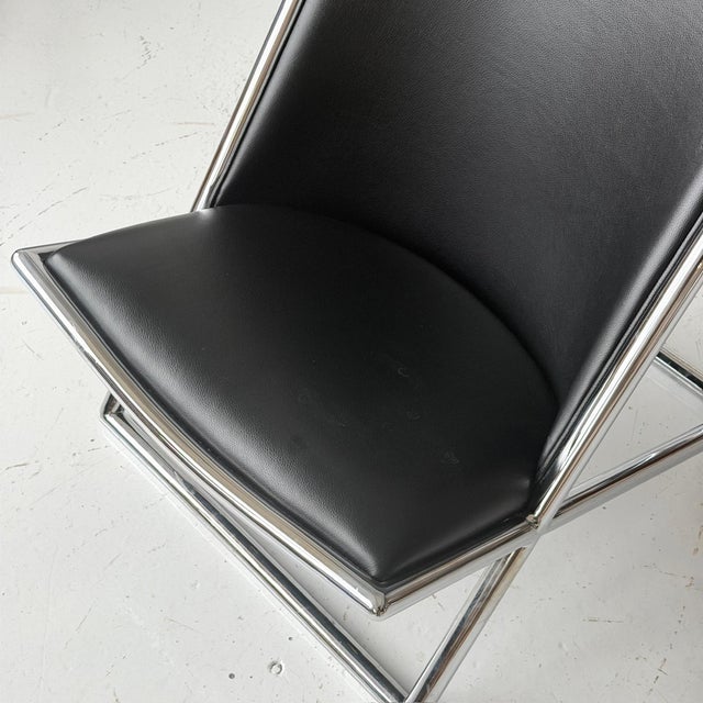 1960s 1960s Leather Scissor Chairs Attributed to Ward Bennett for Brickell Associates For Sale - Image 5 of 10