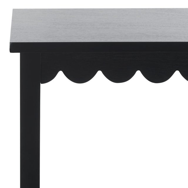 Spritely Home Heaven Scalloped Low Drawer Accent Table in Matte Black For Sale - Image 4 of 10
