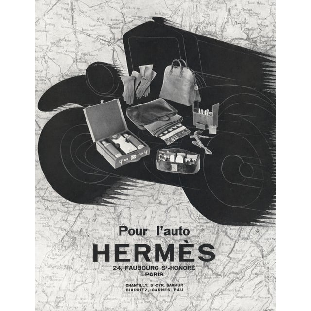 Hermès 1928 Art Deco French Hermes Car Travel Advertisement Print For Sale - Image 4 of 4