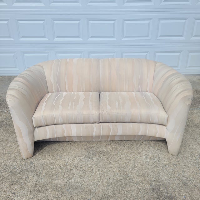 1980s Milo Baughman for Thayer Coggin Postmodern Loveseat in Original Fabric For Sale - Image 10 of 10