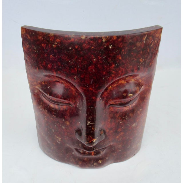 Asian Cast Resin Buddha Face in a Tortoise Shell Look, Decorative Accent Piece For Sale In West Palm - Image 6 of 16