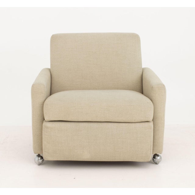 Metal Pair of Modern Wool Upholstered Reclining Chairs For Sale - Image 7 of 12