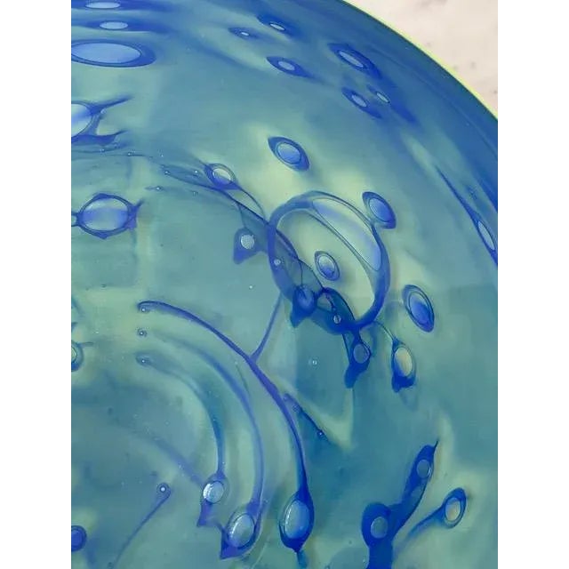 Blue Vintage Kosta Boda Blue/Green Art Glass Footed Bowl/Platter For Sale - Image 8 of 13