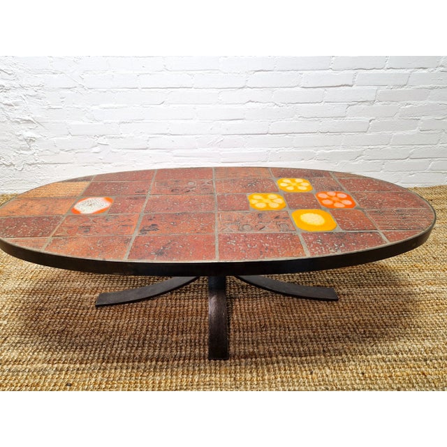 1970s Lava Stone and Ceramic Coffee Table by Jean Jaffeux, 1970s For Sale - Image 5 of 12