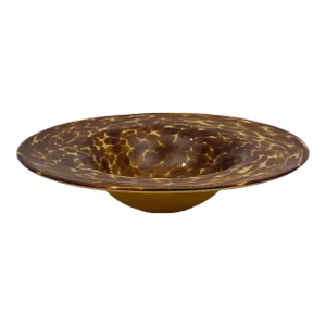 Italian Amber Murano Art Glass Bowl, Tortoise Shell Motif Hand Blown Glass Bowl