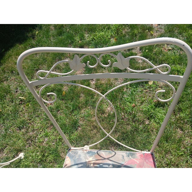 Metal Vintage Wrought Iron 7 Pc Patio Dining Set For Sale - Image 7 of 11