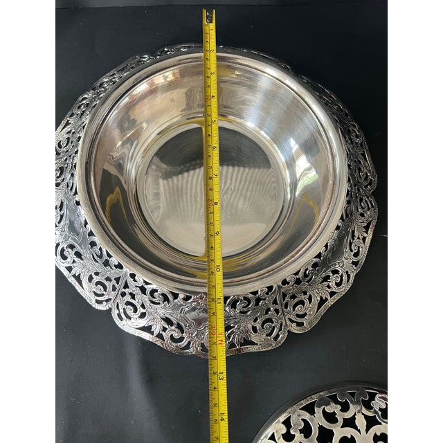 Antique Forbes Silverplate Co Large Reticulated Flower Frog Bowl Serving For Sale - Image 12 of 12