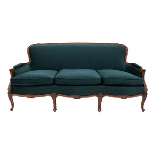 Antique French Green Sofa, 1890s For Sale