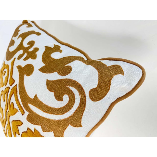 Custom Baroque Moorish Silk Velvet Appliqué Throw Pillow, India, 1980 For Sale - Image 9 of 12