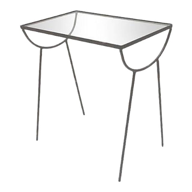 George Nelson Attributed Iron and Glass Top End Table For Sale