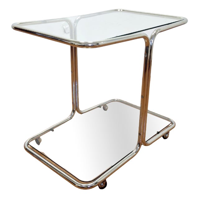 Mid-Century Modern Chrome and Glass Bar Cart, Italy, 1960s For Sale