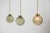 Set of three blown bubble glass pendants in perfect condition. Total height including chain: 98cm, 80cm, 57cm rewired:...