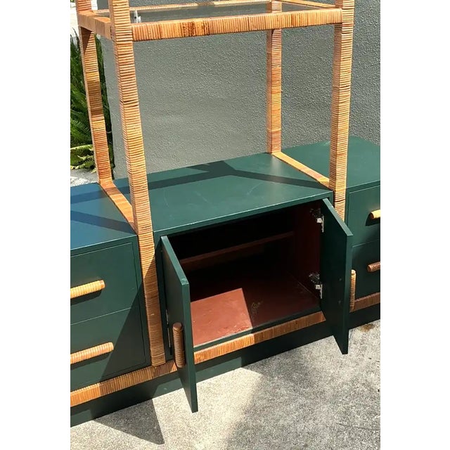 Vintage Wrapped Rattan Etagere and Laminate Credenza For Sale - Image 9 of 12