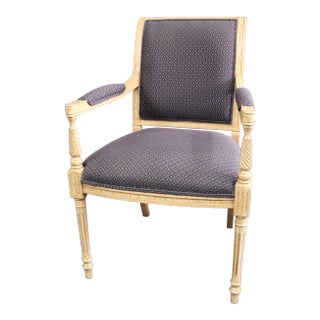 Louis XVI Style Crackle Painted Arm Chair For Sale