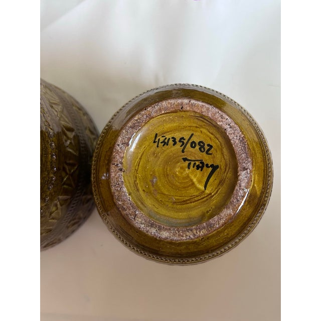 1960s Two Aldo Londi for Bitossi Ceramic Mustard Flower Pots For Sale - Image 5 of 8