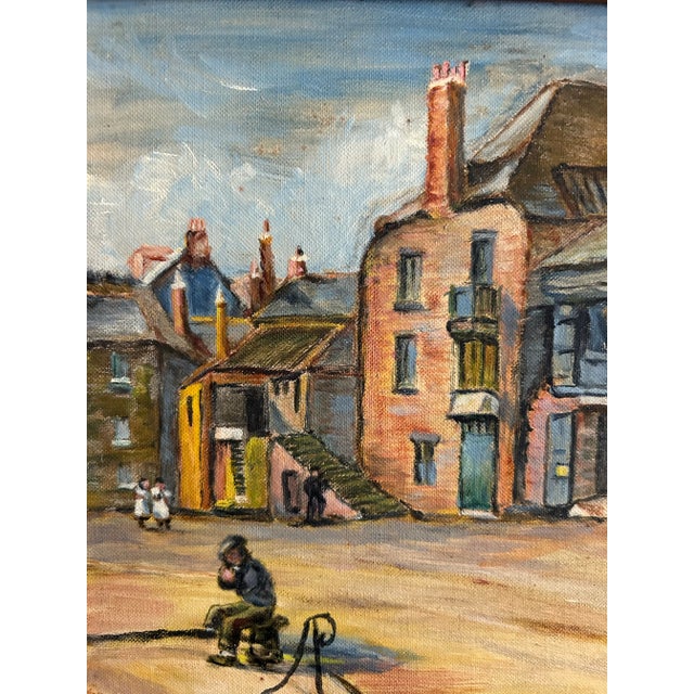 1970s Vintage Oil Painting on Canvas of Quayside, St. Ives, England For Sale - Image 5 of 7