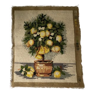 Vintage Lemon Tree Needlepoint Canvas Finished For Sale