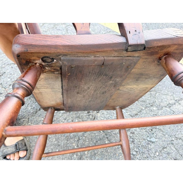 Pair of 19th Century Low Back Solid Wood Windsor Armchairs For Sale - Image 13 of 16