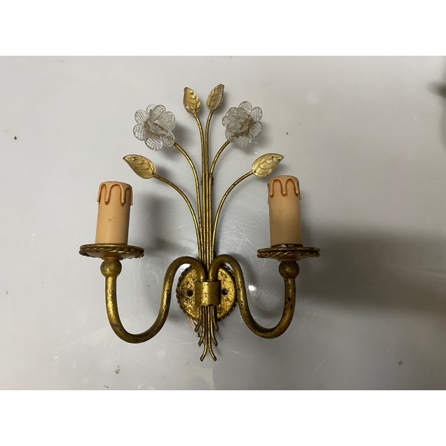 1960s Italian Murano Glass Gold Gilded Sconces, 1960s, Set of 2 For Sale - Image 5 of 12
