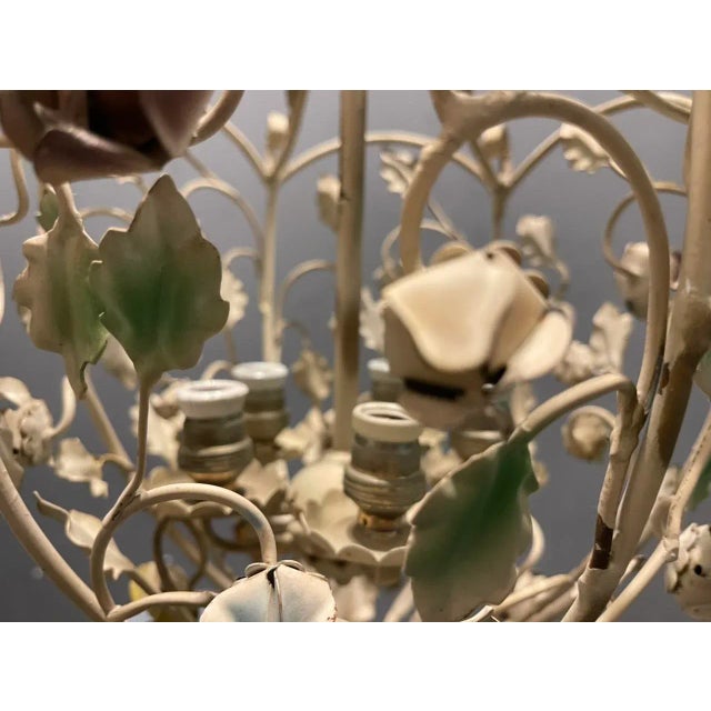 Italian Tole Flower Chandelier, 1960s For Sale - Image 4 of 8
