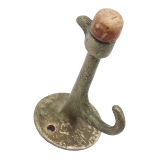 Vintage Nickel Plated Brass Door Stopper Hook For Sale