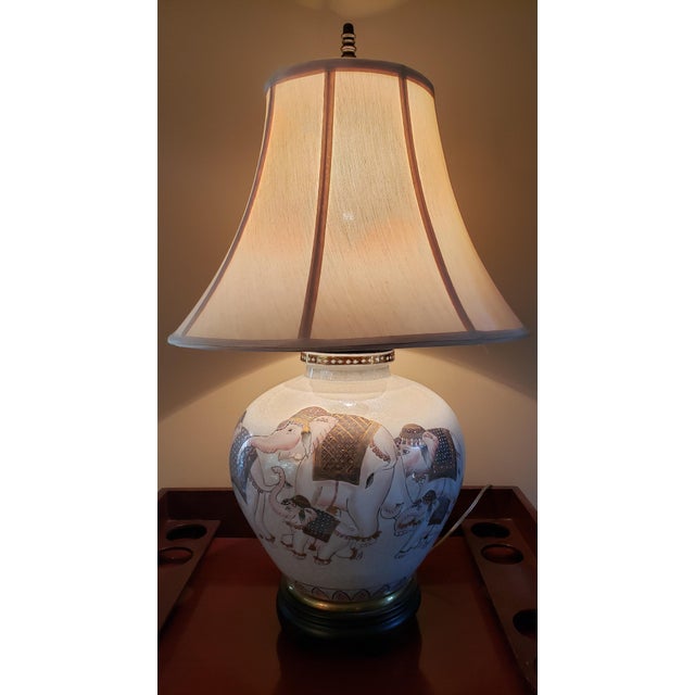 Late 20th Century Frederick Cooper Parade of Elephants Table Lamp