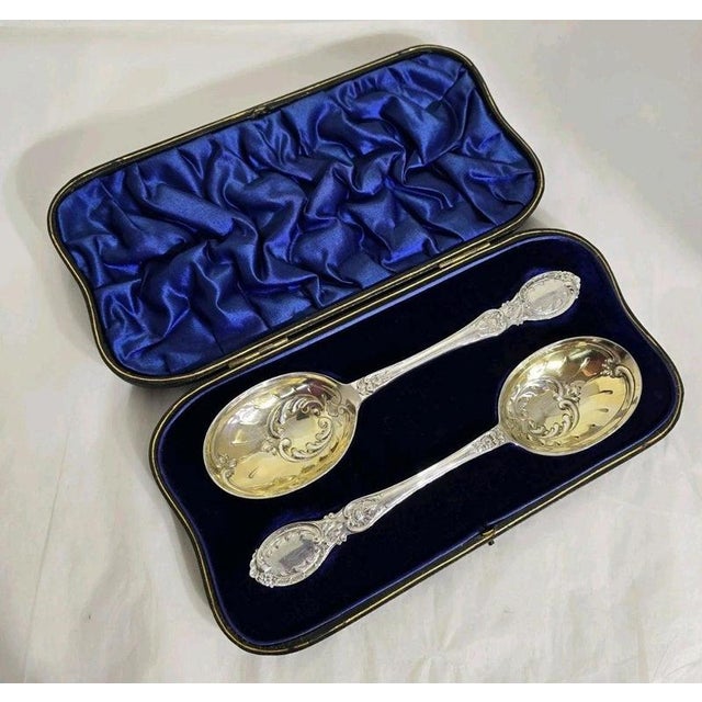 Antique Sterling Silver Fruit & Berry Serving Spoons, London, 1909 For Sale - Image 3 of 18
