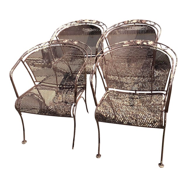 Russell Woodard Wrought Iron Vintage Patio Chairs Set 4 Chairish