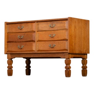 Brutalist Oak Chest of Drawers by Henning Kjærnulf, 1970s For Sale