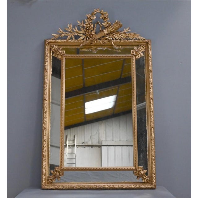 Large 19th Century Louis XVI Mirror with Parcloses For Sale - Image 3 of 14