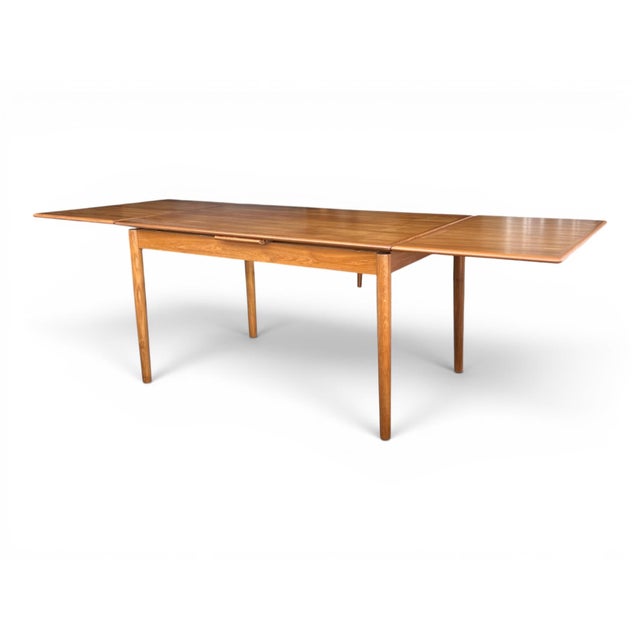 Brown Mid-Century Danish Modern Teak Extendable Dining Table For Sale - Image 8 of 9