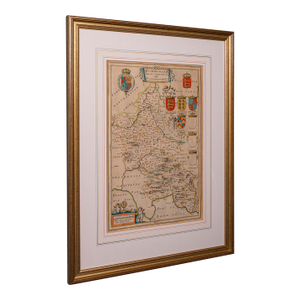 Antique Buckinghamshire Map, English, Framed 17th Century County Cartography