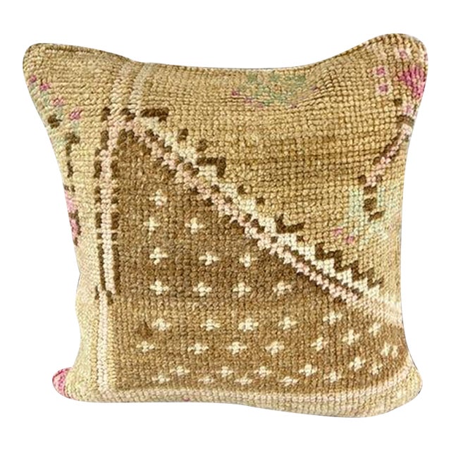 20 x 20 Rug Pillow Azure Harmony Turkish Pillow Cushion Cover For Sale