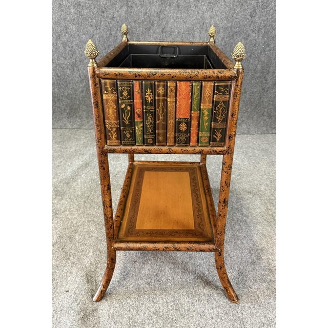 English Maitland-Smith Book-Themed Plant Stand For Sale - Image 3 of 11