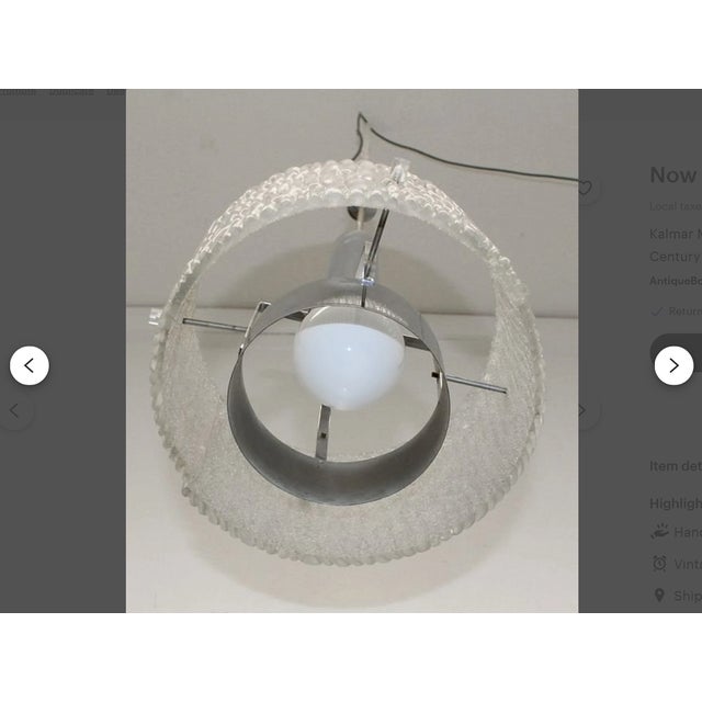 Kalmar Mid-Century Modern Art Deco Style Murano Glass Pendant Light from Kalmar, 1980s For Sale - Image 4 of 11